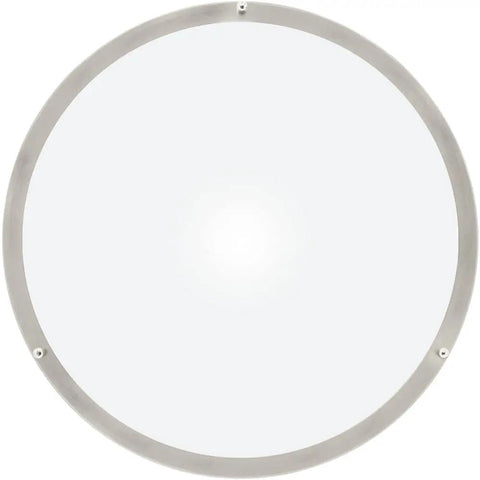 18 Inch LED Flush Mount Ceiling Light In Satin Nickel, Round Fixture, 2000 Lumens, Color Temperature Selectable 2700K To 5000K, Dimmable Dual Ring Design, Easy Switch Under Lens, Ideal For Kitchen, Living Room, Or Bedroom