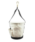 Heavy Duty Tapered Wall Bucket With Four Pockets For Pros, A Real Workhorse, Durable HDPE Top Ring, reinforced web handle and hook