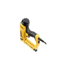 Heavy Duty Electric 5 In 1 Multi Tacker For DIY Projects And Home Makeovers, side view of yellow and black hand-held tacker.