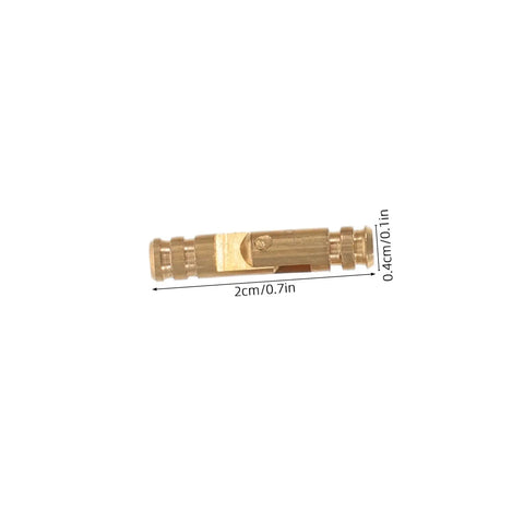 Close-up of brass hinge from 25 Pcs Mini Brass Barrel Hinges For Jewelry Boxes And Wooden Cabinet Doors Hidden Concealed Cylindrical Design