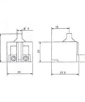 Technical drawing of Beefed Up Heavy Duty Universal Replacement Switch For Angle Grinders And Polishers, dimensions shown