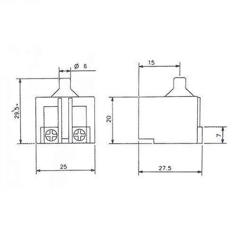 Technical drawing of Beefed Up Heavy Duty Universal Replacement Switch For Angle Grinders And Polishers, dimensions shown