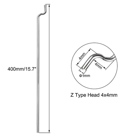 1mm By 400mm Steel Z Pull Push Rods Pack Of 20 For RC Aircraft Boats Cars Gearheads And DIY Crew 304 Stainless Steel Z Type Heads 4x4mm Fits 1mm Hole
