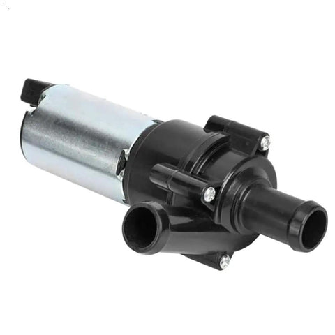 Keep Your Ride Cool With This Top Shelf 12 Volt Auxiliary Coolant Pump Sweating Out Heat And Pushing Fresh Coolant Smooth Throughout Every City And Highway Drive, side view showing motor and hoses.