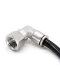Stainless Steel Pneumatic Female Elbow Push To Connect Fitting, 90 Degree NPT Air Line Quick Connector with black tube
