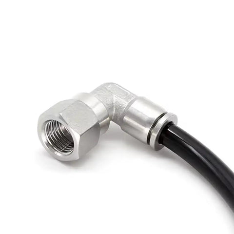 Stainless Steel Pneumatic Female Elbow Push To Connect Fitting, 90 Degree NPT Air Line Quick Connector with black tube