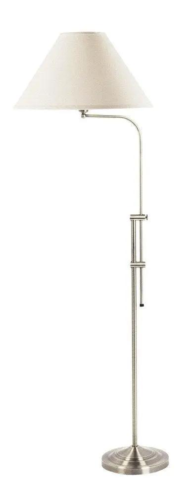 Traditional One Light Floor Lamp In Brushed Steel Finish With Pewter Nickel Accents, Classic Yet Modern Vibe For Living Room Or Office