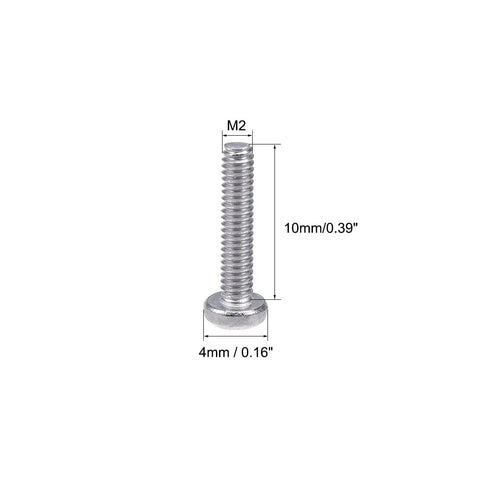 Top Grade M2x10mm Phillips Pan Head Machine Screws Built Tough With Premium 304 Stainless Steel, showing dimensions.