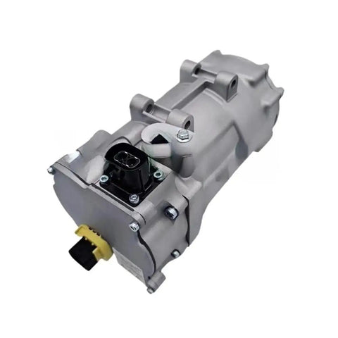 EV Air Conditioner Compressor And Cooling Pump For Baic EU5 EU260 EX360 EU400, silver metallic unit with electrical connector.