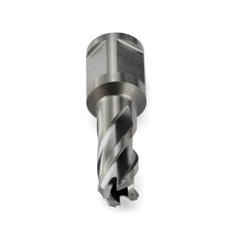 Front view of One Half Inch Cutting Diameter Annular Cutter With One Inch Depth Of Cut, Three Quarter Inch Weldon Shank With Two Flats