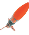 Alpha III Model Rocket Kit In Orange And Black Ready To Fly For Beginners And Kids, angled view, 12.1 inches tall model