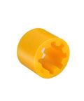 Close-up of yellow plastic PR308 vacuum pump coupler sleeve compatible with PR208 vacuum pump