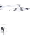 Chrome Shower Faucet Set With Rough In Valve Luxury Bathroom Rain Shower System Square Stainless Steel Showerhead
