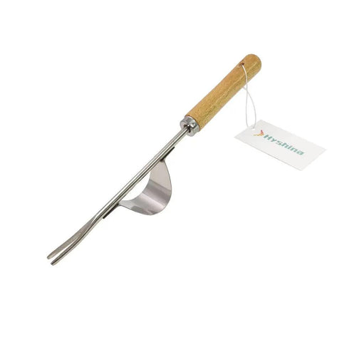Back-Saving Garden Weeding Tool With Wood Handle And Stainless Steel Forks No Bend Easy Dandelion And Grass Root Puller