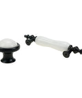8 Pack Ceramic Drawer Pulls And Knobs Set In Black And White For Kitchen Cabinets And Wardrobes Includes Four Three Hole Centered Handles