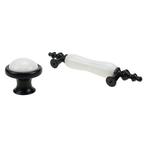 8 Pack Ceramic Drawer Pulls And Knobs Set In Black And White For Kitchen Cabinets And Wardrobes Includes Four Three Hole Centered Handles