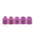 Five Piece TIG Gas Lens Alumina Nozzle Kit for SR WP9 20 25 Series TIG Torches Includes 53N58 53N59 53N60 53N61 53N61S Fits Most 9, 20, 25