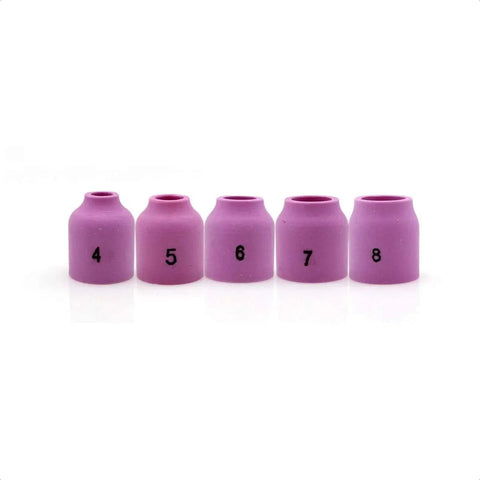 Five Piece TIG Gas Lens Alumina Nozzle Kit for SR WP9 20 25 Series TIG Torches Includes 53N58 53N59 53N60 53N61 53N61S Fits Most 9, 20, 25