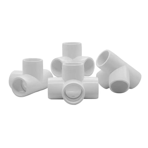 One And A Half Inch PVC Tee Fitting Four Way Elbow Connector Furniture Grade Ninety Degree Corner Elbows for DIY projects