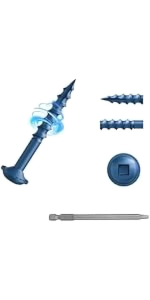 Close-up of Pocket Hole Screws Set 600 Pcs 8 Gauge One And A Half Inch Anti Corrosion Blue Coated with square drive detail.
