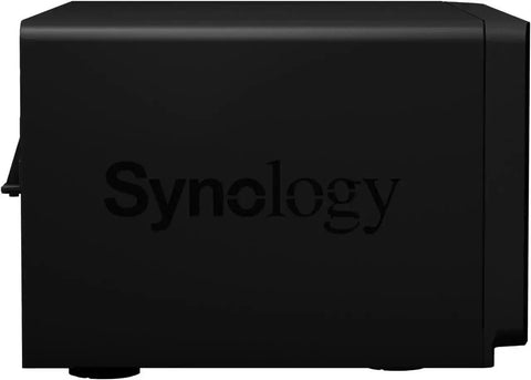 Killer Performance Quad Core 12 Bay All Flash Nas Server, black Synology unit with sleek design, ideal for enterprise storage.