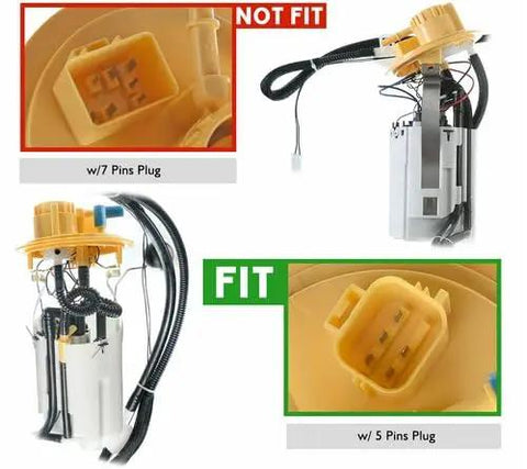 Heavy Duty 5 Pin Electric Fuel Pump Module Assembly Quick Swap For Volvo S60 V70 XC90 S80 XC70 2003 To 2007 showing fit testing with wiring connections.