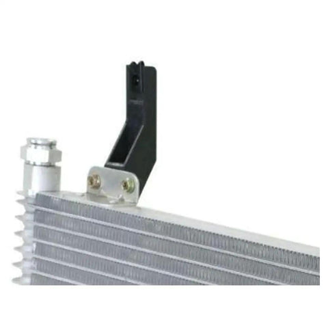 Heavy Duty Transmission Oil Cooler Fits GMC Sierra 2500HD 3500HD With 6.6L Engine Years 2011 Through 2014 Ultimate Heat Management Upgrade For Your Ride That Will Keep It Running Smooth And Cool Under Any Load. silver aluminum transmission oil cooler with mounting bracket