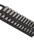 Magnetic One Quarter Inch Socket Holder With 26 Compartments Keeps All Your Sockets In One Black Tray Holds Up To Five Eighths Inch Or Fifteen Millimeter