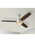 Brushed Nickel Ceiling Fan With Light And Remote, 52 Inch Diameter, Dimmable 18W LED Light At 3000K, Indoor Only, ceiling view