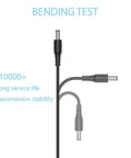 USB To DC 5V Power Cord With 10 Connector Tips For Easy Plug-and-Play Power Across Your Gadgets 5.5x2.1mm Plug Jack Includes 5.5x2.5, 4.8x1.7, 4.0x1.7, 4.0x1.35, 3.5x1.35, 3.0x1.1, 2.5x0.7, Micro USB, Type-C, Mini USB, 5FT, bending test