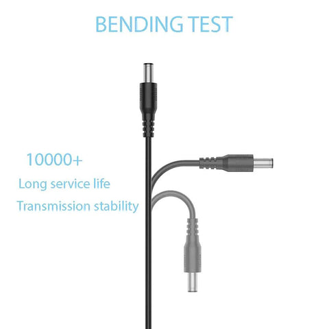 USB To DC 5V Power Cord With 10 Connector Tips For Easy Plug-and-Play Power Across Your Gadgets 5.5x2.1mm Plug Jack Includes 5.5x2.5, 4.8x1.7, 4.0x1.7, 4.0x1.35, 3.5x1.35, 3.0x1.1, 2.5x0.7, Micro USB, Type-C, Mini USB, 5FT, bending test