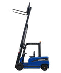 2025 Heavy Duty Electric Forklift 2.5 Ton Capacity showing smooth hydraulic controls and tall mast for lifting.