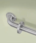 Heavy Duty Stainless Steel Bathroom Safety Grab Bar With A Tight No Slip Grip For Shower Or Tub Ada Compliant Beefy Handrail Support For Seniors Fly Brushed Finish Eighteen Inch Rig close-up of mounting bracket on wall