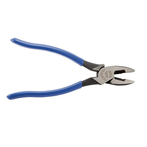D2000-9NE Side Cutter Lineman's Pliers 9 Inch with blue handles, heavy-duty tool for cutting ACSR cables and hard wire.