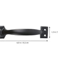 6 inch black barn door handle with measurements, part of 8 Piece Black Barn Door Handles For Wooden Fences And Cabinets, Vintage Gate Handles For Kitchen Cupboards, Furniture Drawers, And Cabinet Hardware, 6 Inch Durable Pull Handles For Modern Rustic Home Decor.
