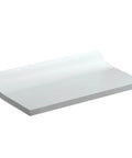 Curved rectangular white shelf on white background, minimalist design