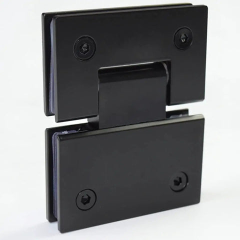 Stainless Steel Wall Mounted Black Glass Shower Door Hinge 180 Degree Hardware for Modern Bathrooms, heavy-duty mounting arm close-up