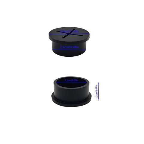 6-pack black 1-inch silicone cable grommets for desk pass-through, round with slotted top