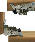 Iron Folding Hinge Table Leg Brackets Foldable For Tables And Chairs Self Locking Feet Hinges installed on wooden furniture