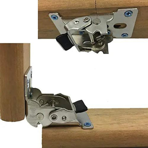 Iron Folding Hinge Table Leg Brackets Foldable For Tables And Chairs Self Locking Feet Hinges installed on wooden furniture