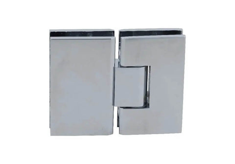 Victoria 180 Degree Glass-To-Glass Shower Hinge in polished chrome for heavy duty doors, close-up view.