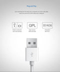 USB cable for 2D Lidar Sensor With 360 Degree Scan, 18 Meter Range, IP65 Protection, Obstacle Avoidance and Navigation for Bots.