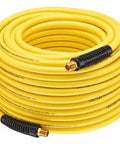 Badass Heavy Duty Replacement Air Hose For 100 Foot Polymer Blend Tubing coiled, yellow tubing for air tools and shop use.