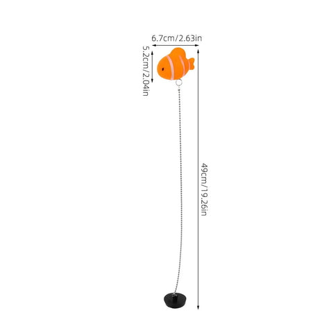Fish Bathtub Drain Stopper with Chain Rubber for Shower Drains, orange fish design, 6.7cm x 5.2cm size, 49cm chain length.