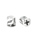 Locking Cam Lock Rock-Solid Eccentric Wheel Three-In-One Connector Nut for furniture, metallic finish, close-up view