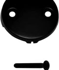 Two Hole Overflow Face Plate With Screws, Three And One Eighth Inch Matte Black Drain Plate For Two Hole Elbows, Heavy Duty Metal Construction, Includes Two Brass Screws, Durable Bathroom Sink Waste Elbow Accessory