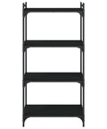 Industrial Style Four Shelf Bookcase With Matte Black Finish And Height Adjustable Shelves Engineered Wood Display Stand Front View