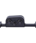 Front view of black beefed up metal transfer case with reverse shaft for 1/10 LCG RC crawler SCX10 chassis upgrade parts aluminum alloy housing.