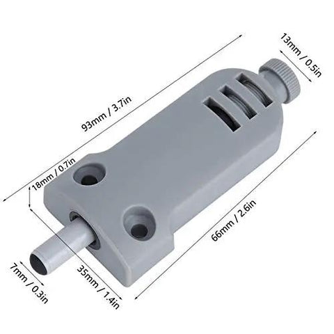 Heavy Duty 66 mm Cabinet Door Damps Engineered For A Buttery Smooth Soft Close Finish Stress Free Bolt On Setup dimensions and grey design.