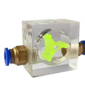 Real Time Spindle Water Flow Monitor For Engraving Machines, square two way flow indicator in acrylic and metal housing